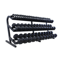 Troy (5-100 lb) Rubber Hex Dumbbells & Rack - Buy & Sell Fitness
