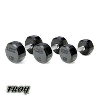 Troy (3-50 lb) Rubber Dumbbell Set & Rack - Buy & Sell Fitness

